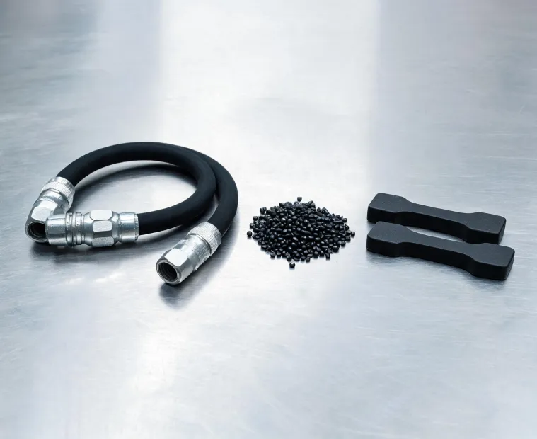Hydraulic hose and polymer pellets